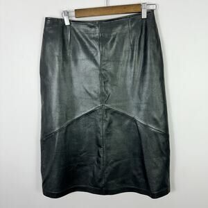 VS2‎ Leather Skirt Women 12 Black Pencil High Waist Minimalist Quiet Luxury Chic